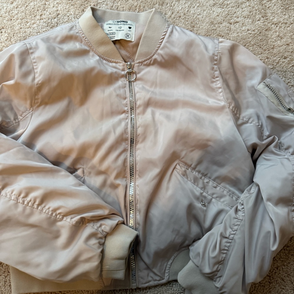 Ci Sono Beige Bomber Jacket